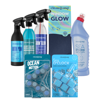 niebieski zestaw do czyszczenia łazienki