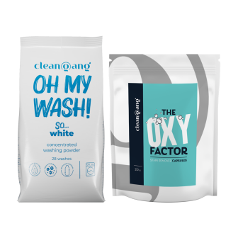 zestaw do prania białego z kapsułkami odplamiającymi