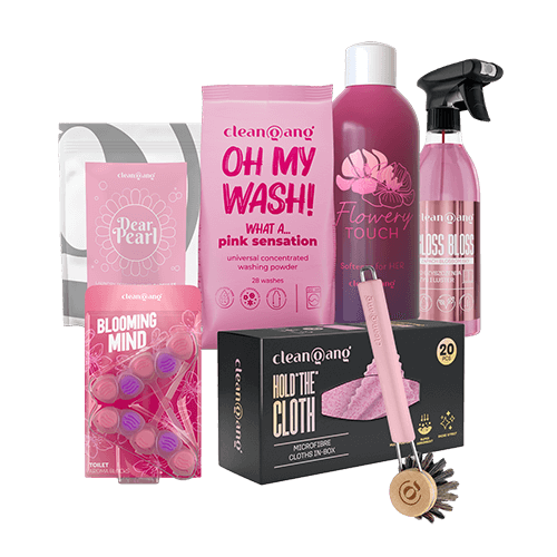 różowy zestaw do czyszczenia i prania