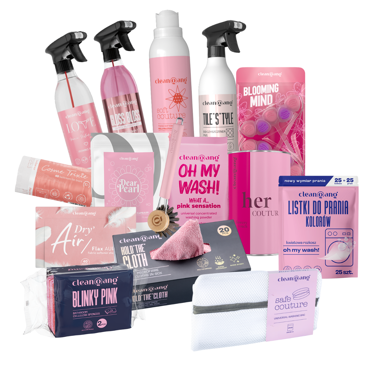 różowy zestaw do sprzątania XXL