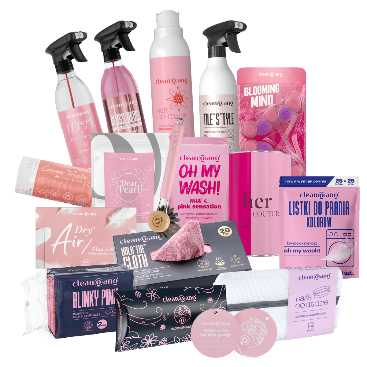 różowy zestaw do sprzątania XXL