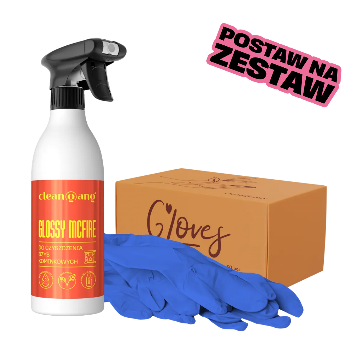 zestaw do czyszczenia kominka z rękawicami ochronnymi M